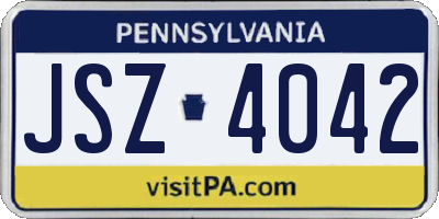 PA license plate JSZ4042