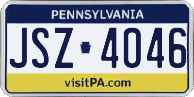 PA license plate JSZ4046