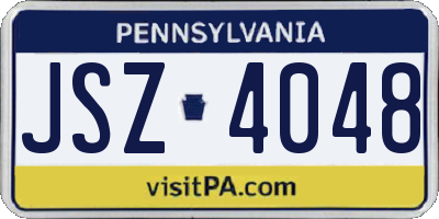 PA license plate JSZ4048