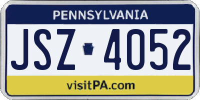 PA license plate JSZ4052