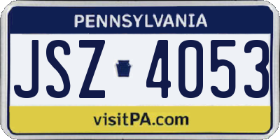 PA license plate JSZ4053