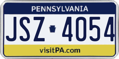 PA license plate JSZ4054