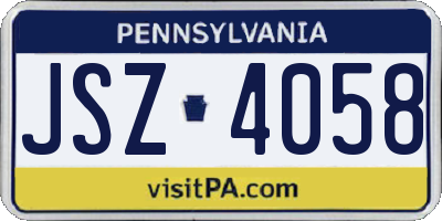 PA license plate JSZ4058