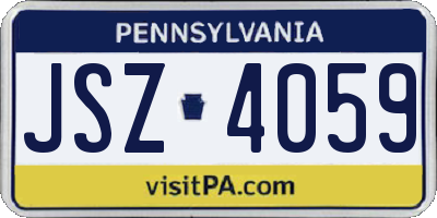 PA license plate JSZ4059