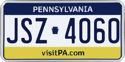 PA license plate JSZ4060