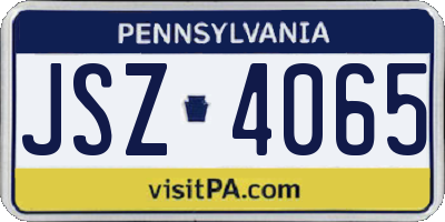 PA license plate JSZ4065
