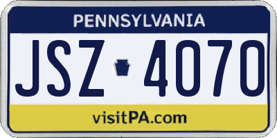 PA license plate JSZ4070