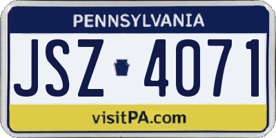 PA license plate JSZ4071