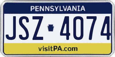 PA license plate JSZ4074