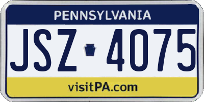 PA license plate JSZ4075