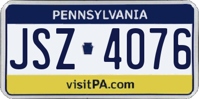 PA license plate JSZ4076