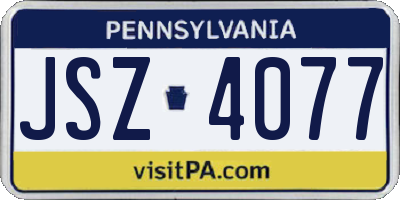 PA license plate JSZ4077