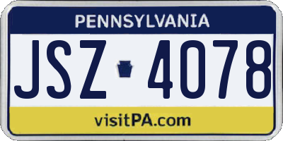PA license plate JSZ4078