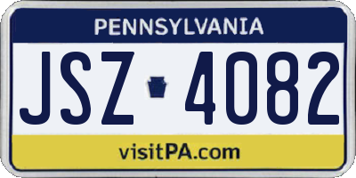 PA license plate JSZ4082