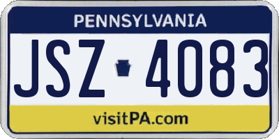 PA license plate JSZ4083
