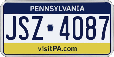 PA license plate JSZ4087