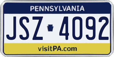PA license plate JSZ4092