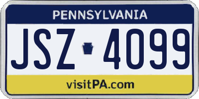 PA license plate JSZ4099