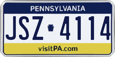 PA license plate JSZ4114