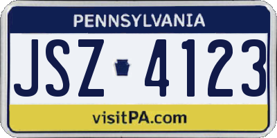 PA license plate JSZ4123