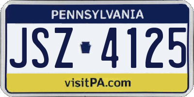 PA license plate JSZ4125