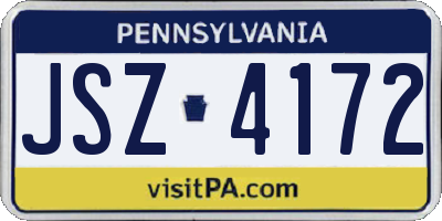 PA license plate JSZ4172