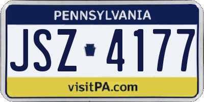 PA license plate JSZ4177