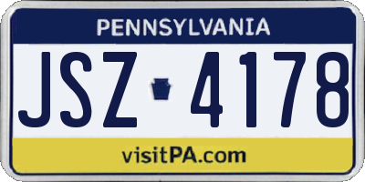 PA license plate JSZ4178