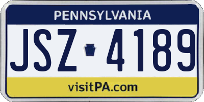 PA license plate JSZ4189