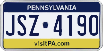 PA license plate JSZ4190