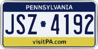 PA license plate JSZ4192