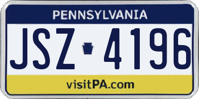 PA license plate JSZ4196