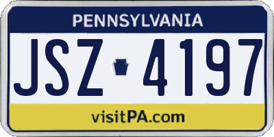 PA license plate JSZ4197