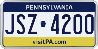 PA license plate JSZ4200