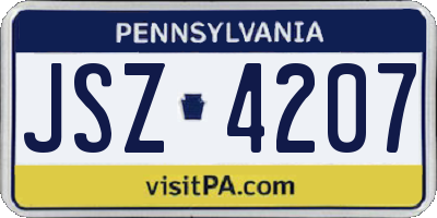 PA license plate JSZ4207