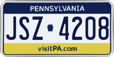 PA license plate JSZ4208