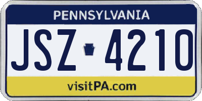 PA license plate JSZ4210