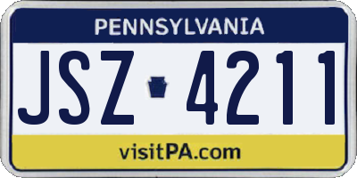 PA license plate JSZ4211
