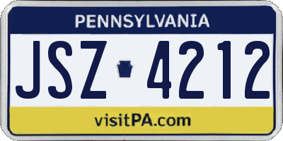 PA license plate JSZ4212