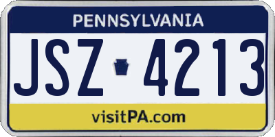 PA license plate JSZ4213