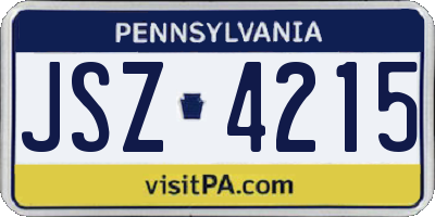 PA license plate JSZ4215