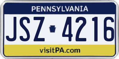 PA license plate JSZ4216