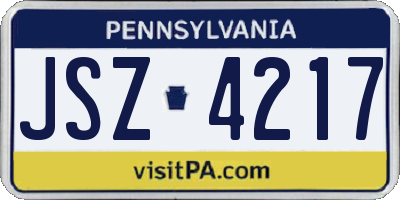 PA license plate JSZ4217