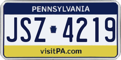 PA license plate JSZ4219