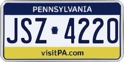 PA license plate JSZ4220