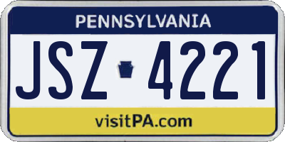PA license plate JSZ4221