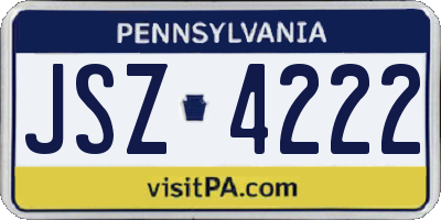 PA license plate JSZ4222