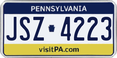 PA license plate JSZ4223
