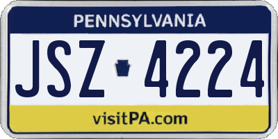 PA license plate JSZ4224