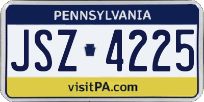 PA license plate JSZ4225